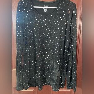 Gitano Black Rhinestone Long Sleeve Top